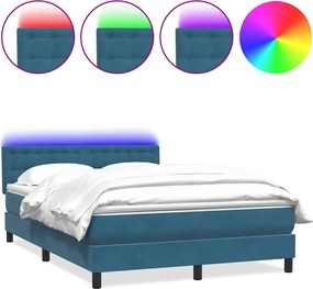 3317275 vidaXL Боксспринг легло с матрак и LED, тъмносиньо, 160x210 см, кадифе