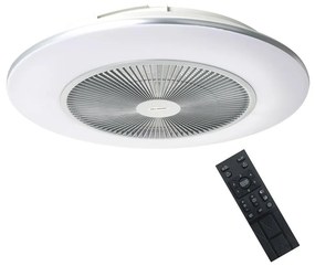 LED Димируема лампа с вентилатор ARIA LED/38W/230V сребриста + д.у.