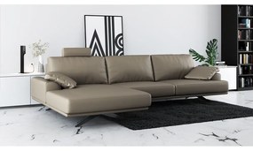 Ъглов диван от светлокафява кожа (ляв ъгъл) Prado - MESONICA
