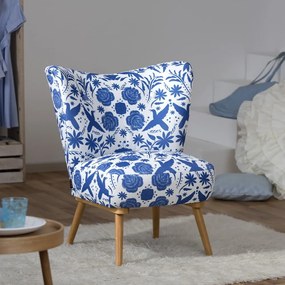 Синьо и бяло кресло с цветя Jack - Max Winzer
