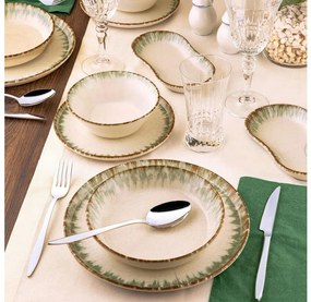 Сервиз за хранене, 27 части, бежово/кафяво, порцелан