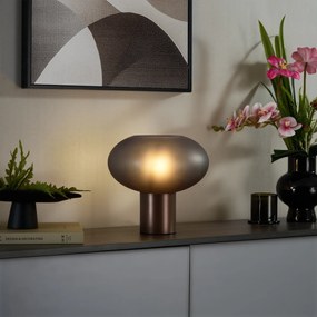 Дизайнерска настолна лампа бронз с матово сиво стъкло - Umbrella