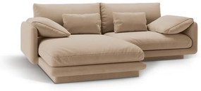 Бежов кадифен ъглов диван (ляв ъгъл) Torino – Micadoni