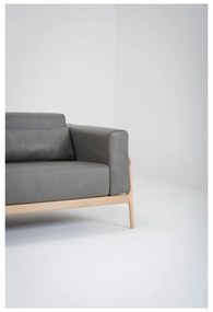 Тъмно сив диван от биволска кожа с масивна дъбова конструкция , 240 см Fawn - Gazzda