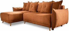 Разтегателен диван от велур в тухлен цвят (променлив) Lazy Lukka - Miuform