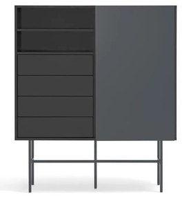 Висок скрин с плъзгащи се врати в черно и антрацит 120x140 cm Nube - Teulat