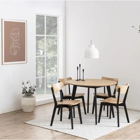 Трапезен стол в дъбов декор в черно и натурално Roxby - Actona