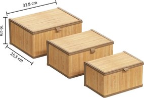 Комплект от 3 кутии 5five, Бамбук, Правоъгълни