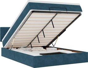 3312624 vidaXL Османска легло с матрак и LED, тъмносиньо, 140x190 см, кадифе