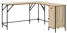 837598 vidaXL Бюро, дъб сонома, 141x141x75 см, инженерно дърво