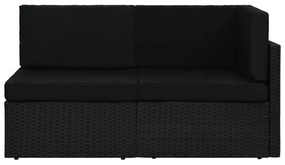 49504 vidaXL Двуместен модулен диван, полиратан, черен