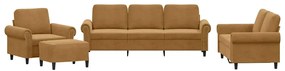 3202187 vidaXL Комплект дивани от 4 части с възглавници, кафяв, кадифе