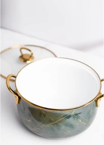 Втора ръка: Тенджера Goldmann GM 8017-22G, 5л, 22х14 см, Емайлирана, Индукция, Стъклен капак, Изумрудено зелено