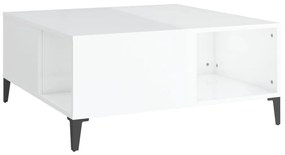 821102 vidaXL Кафе маса, бял гланц, 80x80x36,5 см, инженерно дърво