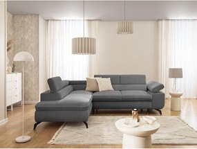Сив шенилов ъглов диван (ляв ъгъл L форма) Marbeya – Ropez