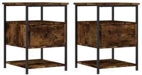 826028 vidaXL Нощни шкафчета 2 бр опушен дъб 40x42x56 см инженерно дърво