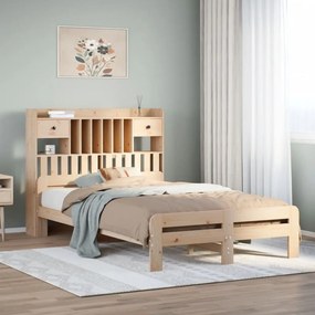 3308897 vidaXL Легло с етажерка за книги, без матрак, 135x190 см, бор масив