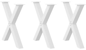 4012993 vidaXL Крака за трапезна маса, X-образни, 3 бр., бели, 80x(72-73) см, стомана
