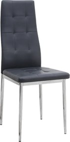 трапезен стол Rosa PU Leather в черен цвят с хромиран метален крак 41x48x98см.