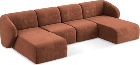 Теракотен шенилов ъглов диван (U форма) Lani – Makamii