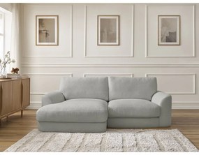 Светлосив ъглов диван от прежда с примки от букле (ляв ъгъл) Leonore – Bobochic Paris