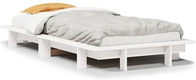 850684 vidaXL Рамка за легло без матрак, бял, 75x190 см, борово дърво масив