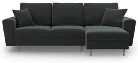 Тъмносив кадифен разтегателен ъглов диван с място за съхранение Kyoto – Cosmopolitan Design