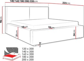 Тапицирано легло Santos-Тъмно сиво-200 x 200