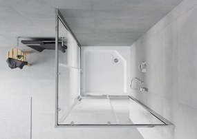 Mexen Rio квадратна душ кабина 90 x 90 см, бели ивици, хром + бял корито - 860-090-090-01-20-4510