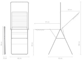 Сушилник за дрехи Brabantia Hangon 1004172, 25 м, 8 закачалки, Заключване за деца, Допълнителен прът, Инокс