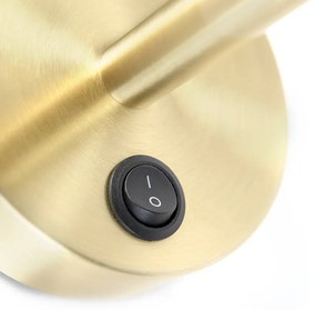 Елегантна стенна лампа златиста с син кадифен абажур - Matt