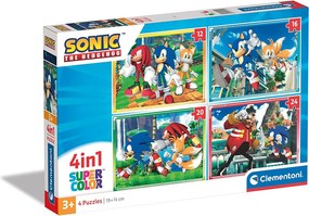 Clementoni - Пъзел 4 в 1 Sonic 21522