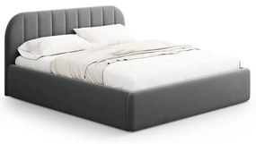 Сиво двойно легло 180x200 cm тапицирано с място за съхранение с включена подматрачна рамка Juno – Windsor &amp; Co Sofas