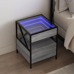 Sonata H Нощна масичка с Infinity LED, сив сонома, 40x40x51 см