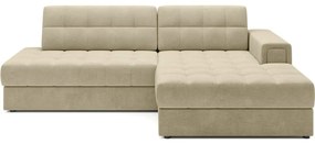 Светлокафяв кадифен сгъваем ъглов диван (десен ъгъл) Blezalt – ELTAP