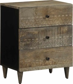 4017801 vidaXL Нощно шкафче Светло сиво 50x33x60 cm Масивна дървесина Манго