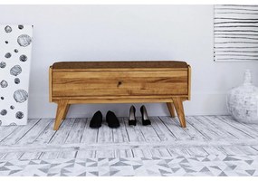 Пейка с място за съхранение от дъбова дървесина с оранжева седалка Retro - The Beds