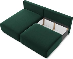 Тъмнозелен кадифен сгъваем/с място за съхранение ъглов диван (ляв ъгъл) Kalena – Makamii