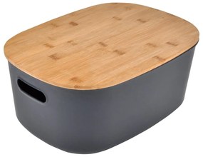 Антрацитна пластмасова кутия за съхранение с капак 27x22,5x15,5 cm – Homéa