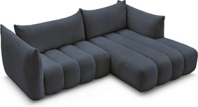 Тъмносин ъглов диван от прежда с примки от букле (десен ъгъл) Azra – Bobochic Paris