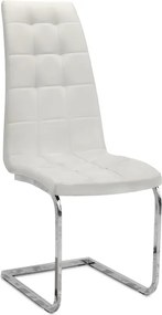 трапезен стол Vela PU Leather в бял цвят с хромирана основа 41x61x107см.