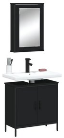 3214780 vidaXL Комплект мебели за баня от 2 части, черен, инженерно дърво