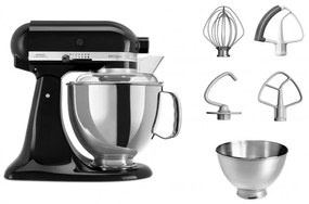 Планетарен миксер Artisan Elegance KitchenAid 5KSM175PSEOB, 300 W, 4.8 л, Direct drive, 10 скорости, Onyx Black