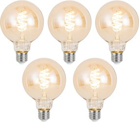 Комплект от 5 умни E27 димируеми LED крушки G95 кехлибар 4.9W 320 lm 2500K Zigbee