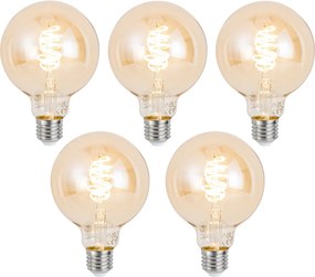 Комплект от 5 Интелигентни димируеми LED крушки E27 G95 кехлибар 4.9W 320lm 2500K
