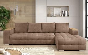 Разтегателен ъглов диван с подлакътник етажерка Наполи
