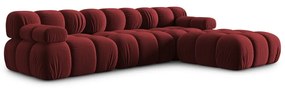 Червен ъглов диван от кадифе Bellis - Micadoni Home