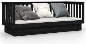 821583 vidaXL Дневно легло, черно, 90x190 см, борово дърво масив