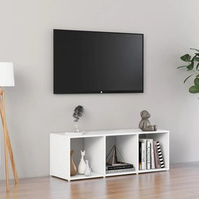 805534 vidaXL ТВ шкаф, бял, 107x35x37 см, инженерно дърво