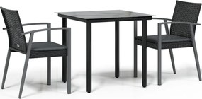 3186987 vidaXL Градински комплект от 3 части с възглавници полиратан и стомана